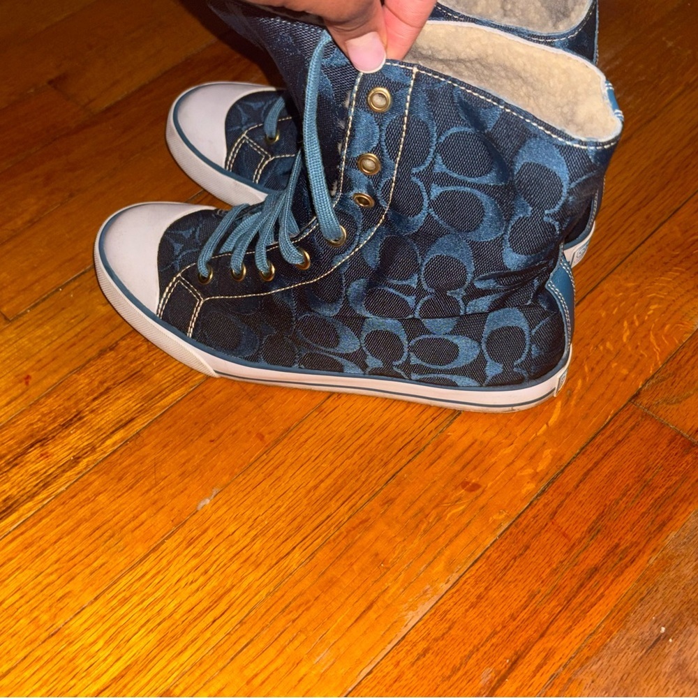 Coach High-Top Sneakers with Logo Pattern - Picture 2 of 14